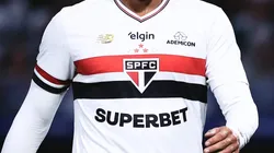 Allan Franco jogador do Sao Paulo lamenta durante partida contra o Palmeiras no estadio Arena Barueri pelo campeonato Paulista 2026. Foto: Ettore Chiereguini/AGIF