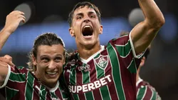Bernal jogador do Fluminense comemora gol com Canobbio. Foto: Jorge Rodrigues/AGIF