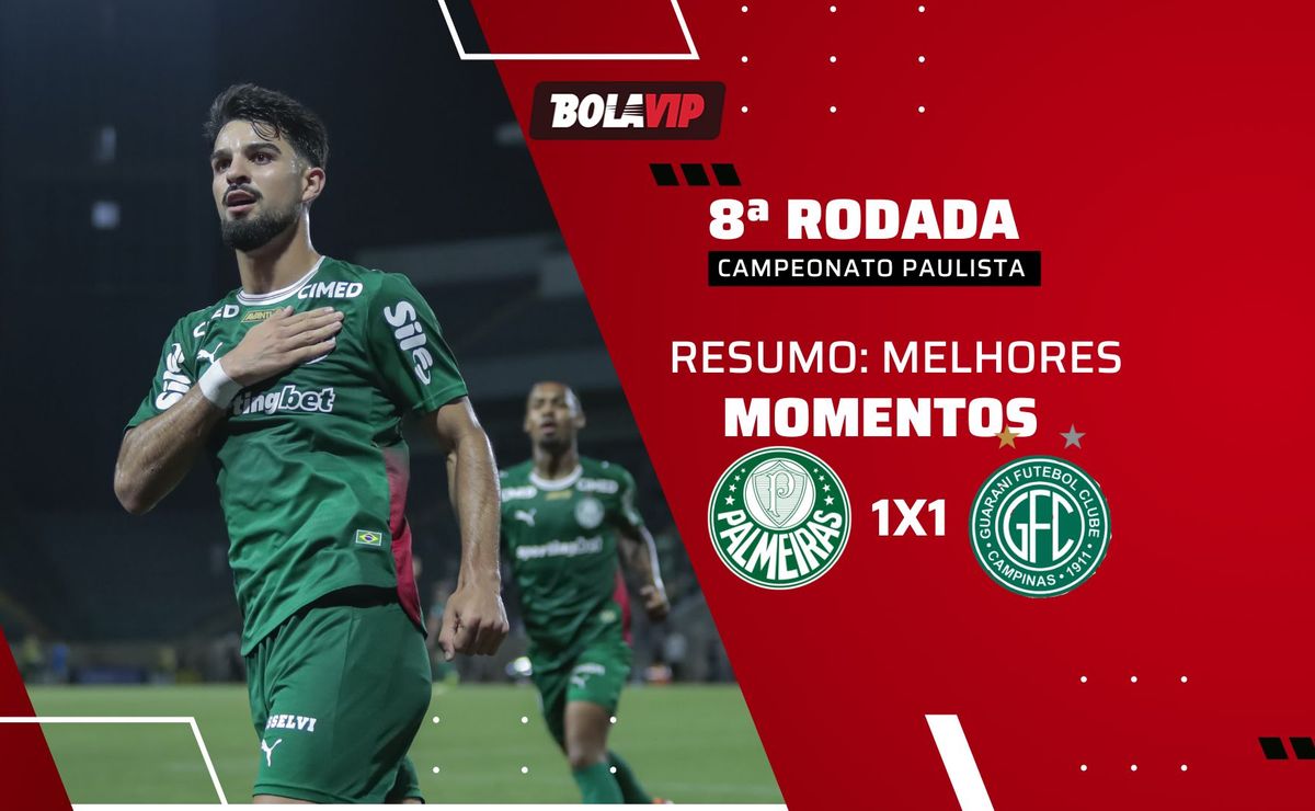 Palmeiras 1 x 1 Guarani: Resumo do empate pela 8ª rodada do Campeonato Paulista 2026