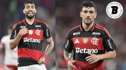 Paquetá e Arrascaeta em ação pelo Flamengo - Fotos: Thiago Ribeiro/AGIF