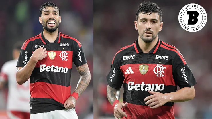 Paquetá e Arrascaeta em ação pelo Flamengo - Fotos: Thiago Ribeiro/AGIF