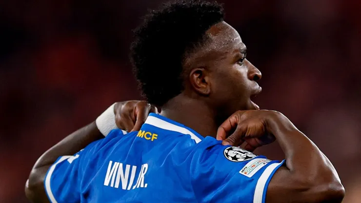 Vini Jr. durante vitória contra o Benfica na Champions League.