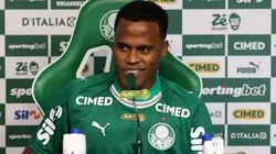 Jhon Arias em apresentação no Palmeiras - Foto: Cesar Greco/Palmeiras