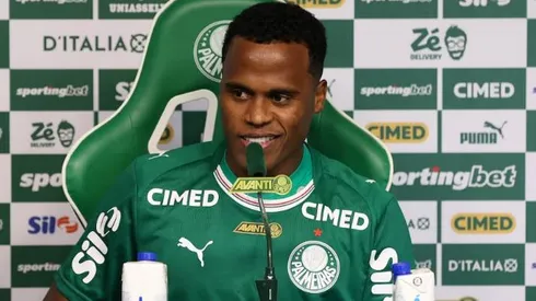 Jhon Arias em apresentação no Palmeiras – Foto: Cesar Greco/Palmeiras