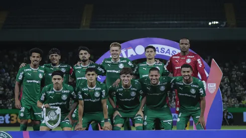 Jogadores do Palmeiras posam para foto antes na partida contra Guarani no estadio Arena Barueri pelo campeonato Paulista 2026. Foto: Marco Miatelo/AGIF