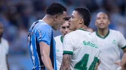 Viery jogador do Gremio discute com jogador Mandaca do Juventude durante partida no estadio Arena do Gremio pelo campeonato Gaucho 2026. Foto: Maxi Franzoi/AGIF