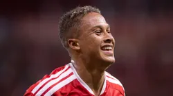 Vitinho jogador do Internacional comemora seu gol durante partida contra o Sao Luiz-RS no estadio Beira-Rio pelo campeonato Gaucho 2026. Foto: Maxi Franzoi/AGIF