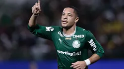 Vitor Roque (Palmeiras) celebrando seu gol contra o Capviariano, no dia 21.02.2026. Foto: Marcello Zambrana/AGIF