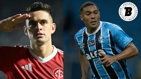 Rafael Borré e Carlos Vinícius disputam a artilharia do estadual – Fotos: Jota Erre/AGIF e Liamara Polli/AGIF