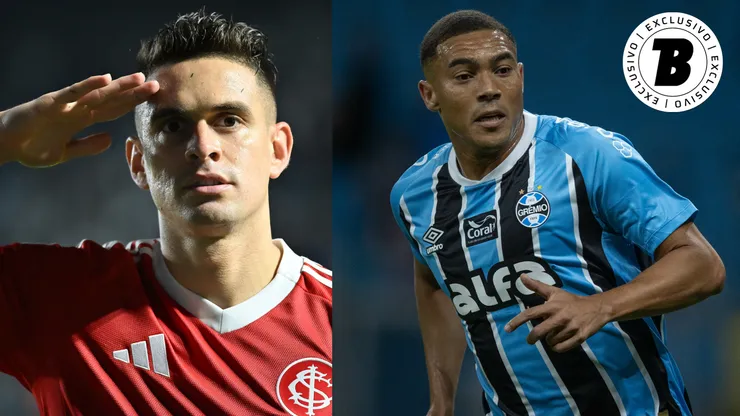 Rafael Borré e Carlos Vinícius disputam a artilharia do estadual - Fotos: Jota Erre/AGIF e Liamara Polli/AGIF