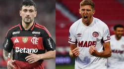 Arrascaeta e Rodrigo Castillo vão se enfrentar nesta quinta-feira (26) - Fotos: Thiago Ribeiro/AGIF e Marcelo Hernandez/Getty Images