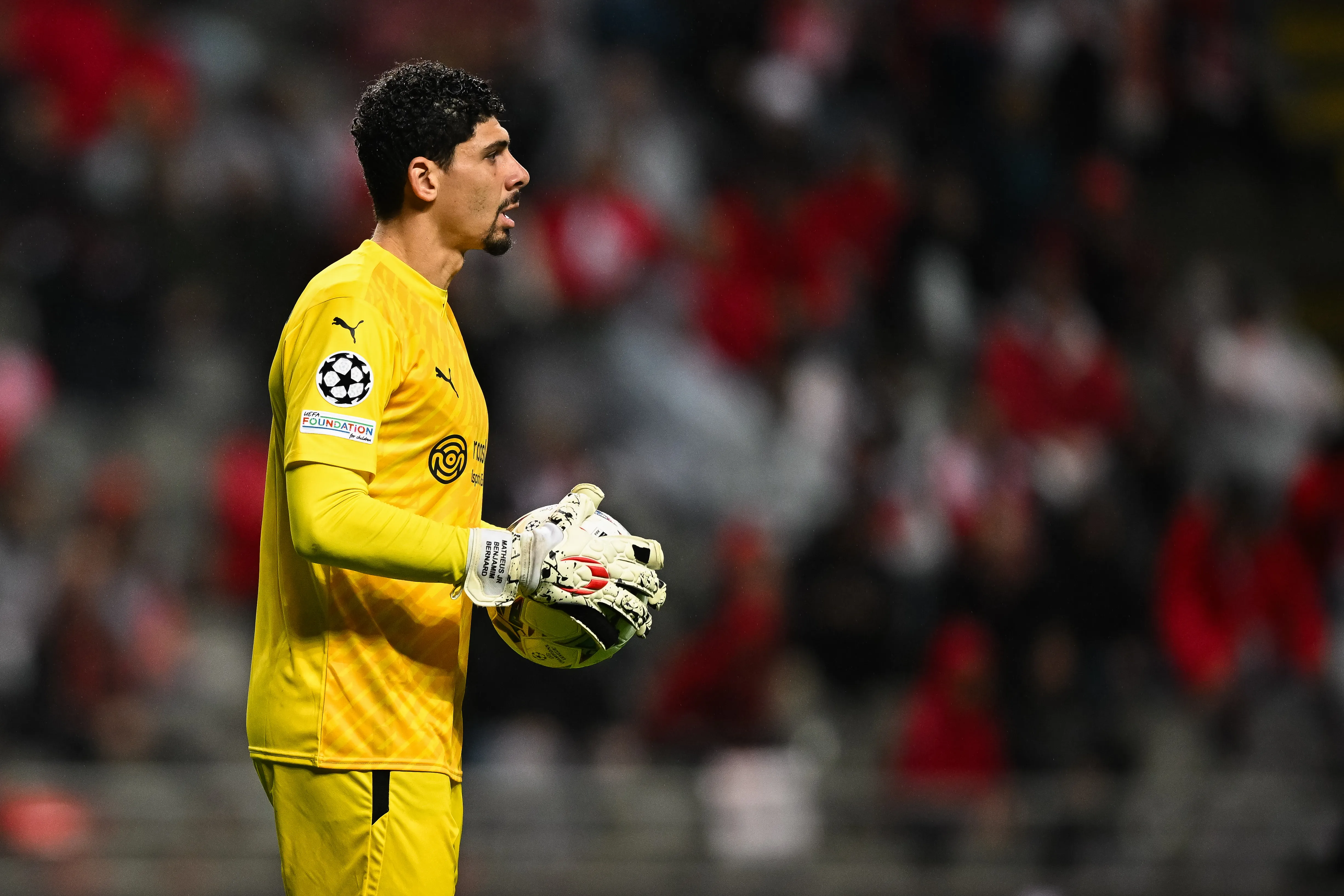 BRAGA, PORTUGAL – NOVEMBER 29: Matheus Magalhães of SC Braga in action during the UEFA Champions League match between SC Braga and 1. FC Union Berlin at Estadio Municipal de Braga on November 29, 2023 in Braga, Portugal. (Photo by Octavio Passos/Getty Images)