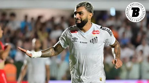 Gabigol jogador do Santos comemora seu gol. Foto: Jota Erre/AGIF