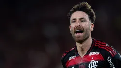 Léo Pereira jogador do Flamengo durante partida contra o Santos Foto: Thiago Ribeiro/AGIF