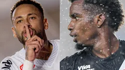 Neymar e Thiago Mendes se envolveram em confusão. Fotos: Raul Baretta/Santos FC e Thiago Ribeiro/AGIF
