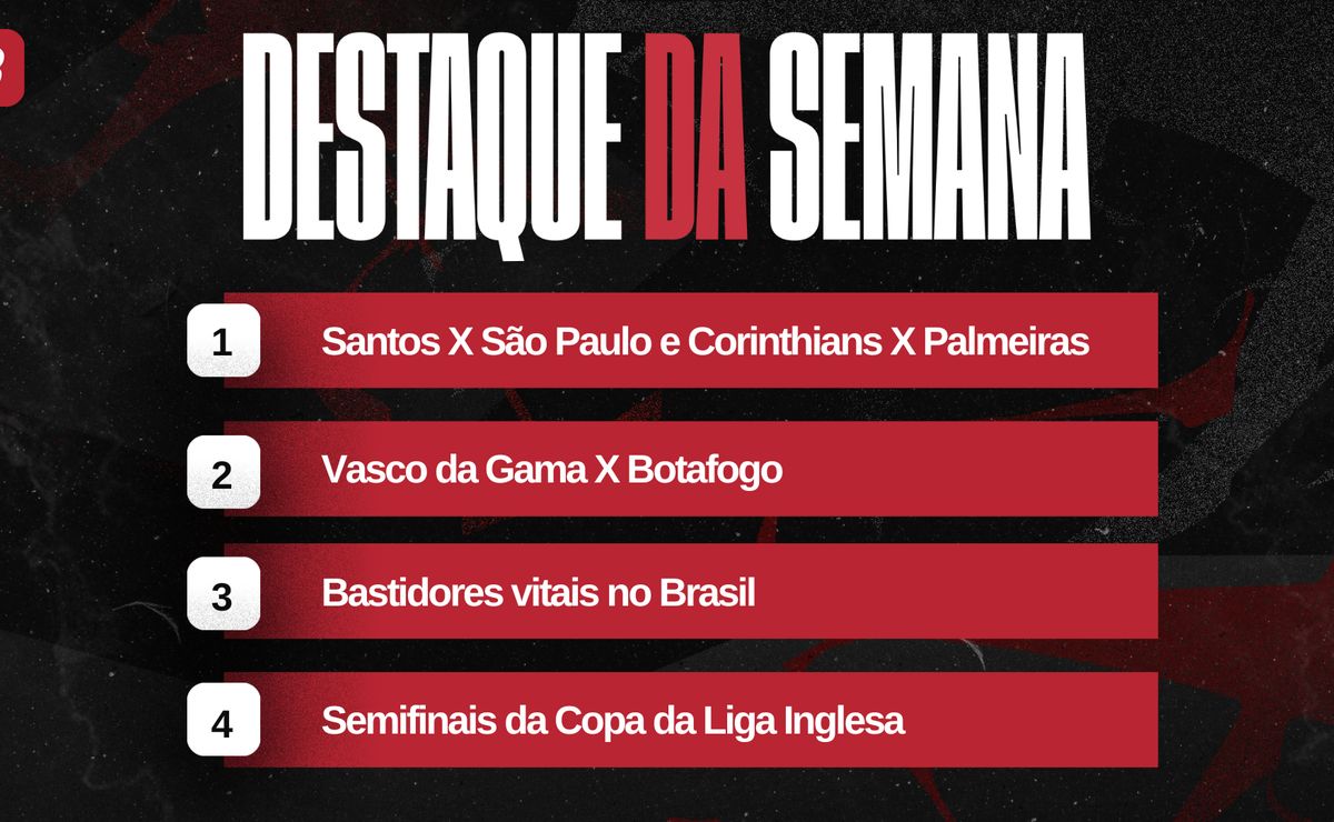 Agenda do futebol da semana de 02 a 08/02: clássicos, Copa da Liga Inglesa e bastidores