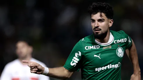 SP – BARUERI – 01/03/2026 – PAULISTA 2026, PALMEIRAS X SAO PAULO – Flaco Lopez jogador do Palmeiras comemora seu gol durante partida contra o Sao Paulo no estadio Arena Barueri pelo campeonato Paulista 2026. Foto: Marcello Zambrana/AGIF