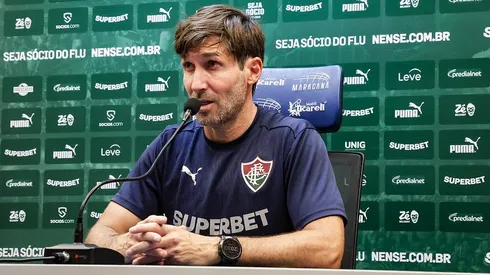 Cuberas concedeu entrevista coletiva após a partida. Foto: Marcelo Gonçalves/Fluminense FC
