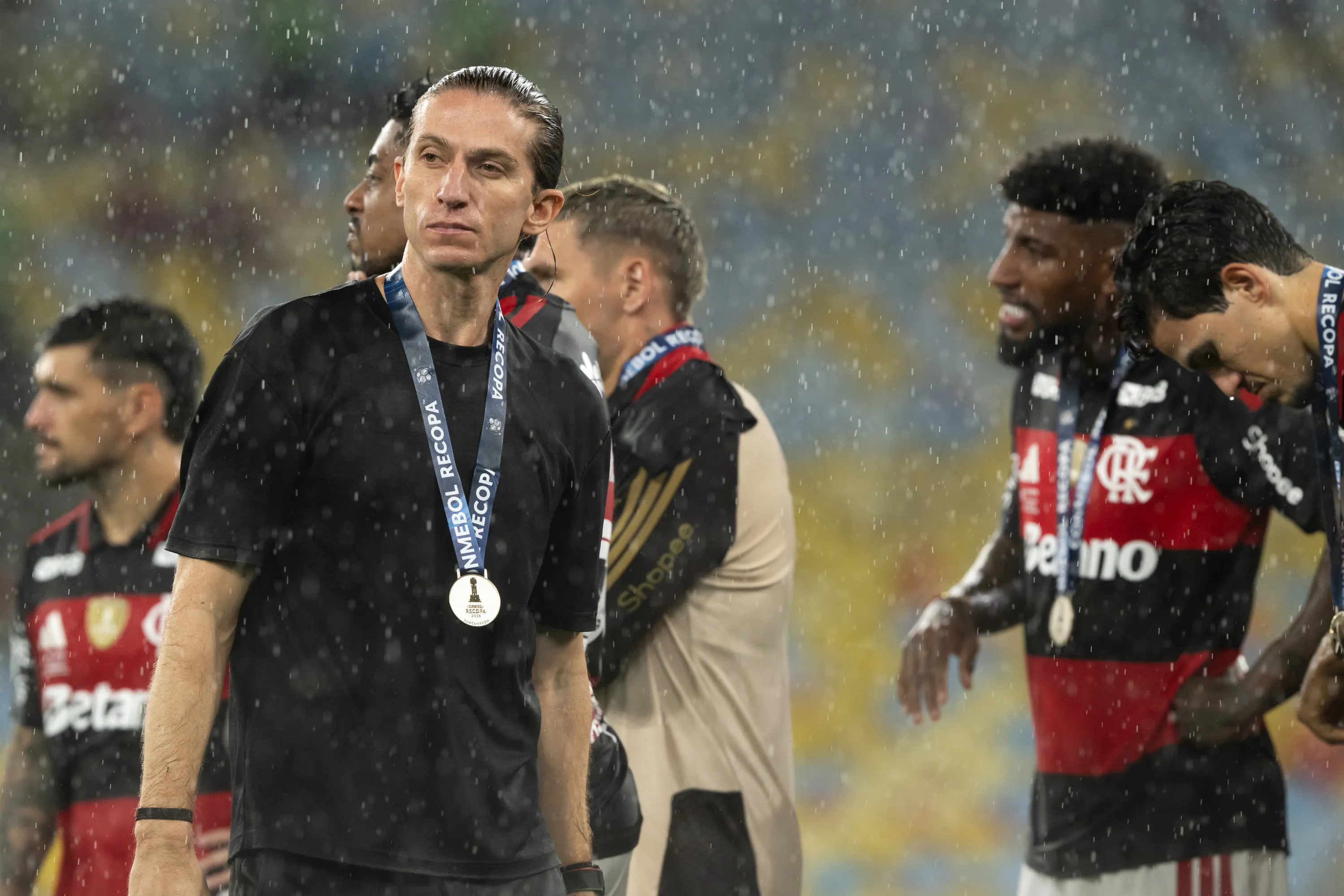 Filipe Luís técnico do Flamengo após partida contra o Lanús no estádio Maracanã. Foto: Jorge Rodrigues/AGIF