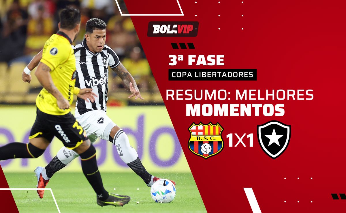 Barcelona SC 1 x 1 Botafogo: resumo completo do jogo de ida da 3ª fase da Copa Libertadores