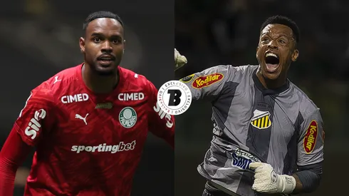 Carlos Miguel do Palmeiras e Jordi do Novorizontino. Foto: Gilson Lobo/AGIF – Anderson Romão/AGIF