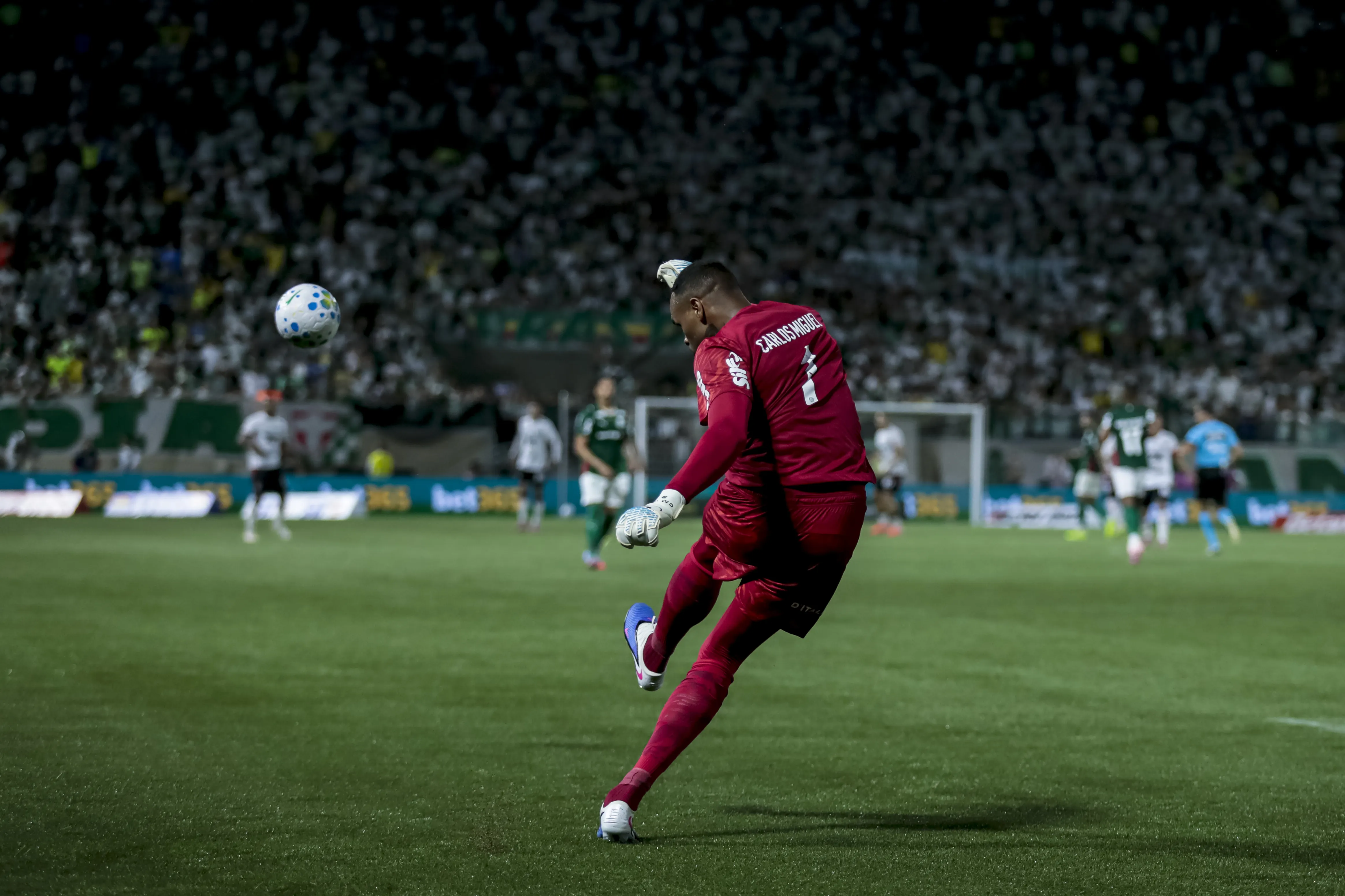 Carlos Miguel jogador do Palmeiras durante partida contra o Vitoria no estadio Arena Barueri pelo campeonato Brasileiro A 2026. Foto: Marco Miatelo/AGIF