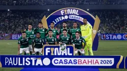 Jogadores do Palmeiras posam para foto antes na partida contra Novorizontino no estadio Arena Barueri pelo campeonato Paulista 2026. Foto: Ettore Chiereguini/AGIF