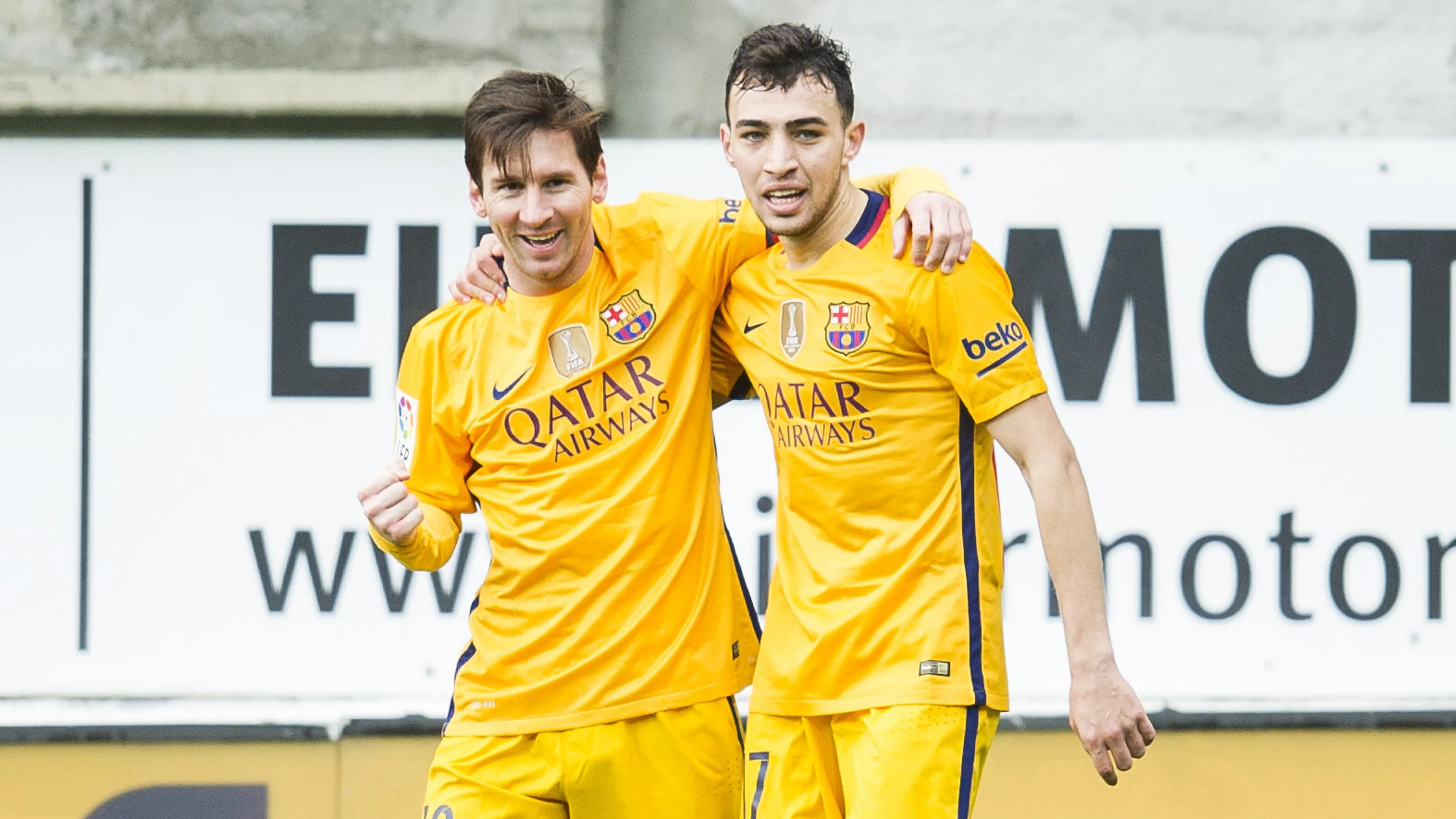 Munir atuando junto com Messi no Barcelona.  (Photo by Juan Manuel Serrano Arce/Getty Images)