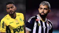 Reinaldo e Gabigol vão se enfrentar em Mirassol x Santos - Fotos: Ettore Chiereguini/AGIF e Marcello Zambrana/AGIF