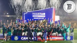 Palmeiras com o troféu do Paulistão 2026. Foto: Joisel Amaral/AGIF