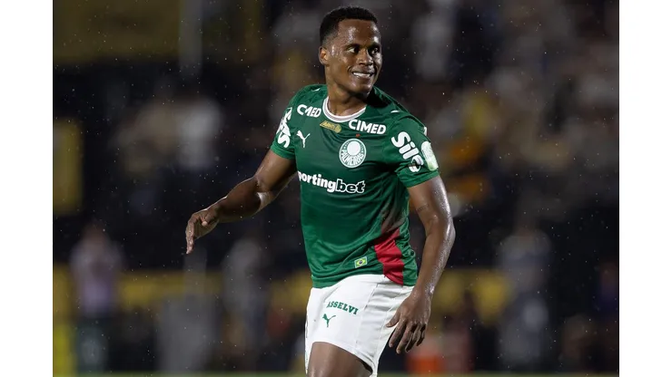 Jhon Arias (Palmeiras) durante jogo contra o Novorizontino, no dia 08.03.2026. Foto: Josiel Amaral / Alamy