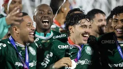 Jogadores do Palmeiras comemoram titulo de campeao apos partida contra o Novorizontino no estadio Jorge Ismael de Biasi pela decisao do campeonato Paulista 2026. Foto: Joisel Amaral/AGIF