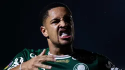 VITOR ROQUE jogador do Palmeiras comemora seu gol durante partida contra o Novorizontino