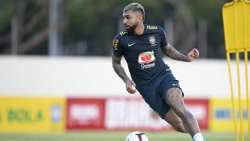 Gabigol durante treino da Seleção em uma de suas convocações –  Lucas Figueiredo/CBF