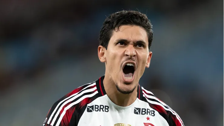 Pedro comemorando gol pelo Fla.