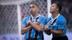 Carlos Vinicius jogador do Gremio comemora seu gol durante partida contra o Internacional no estadio Arena do Gremio pelo campeonato Gaucho 2026. Foto: Maxi Franzoi/AGIF