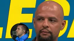 Felipe Melo ao lado de João Martins em montagem. Fotos: Anderson Romão/AGIF e Reprodução/YouTube GE TV.