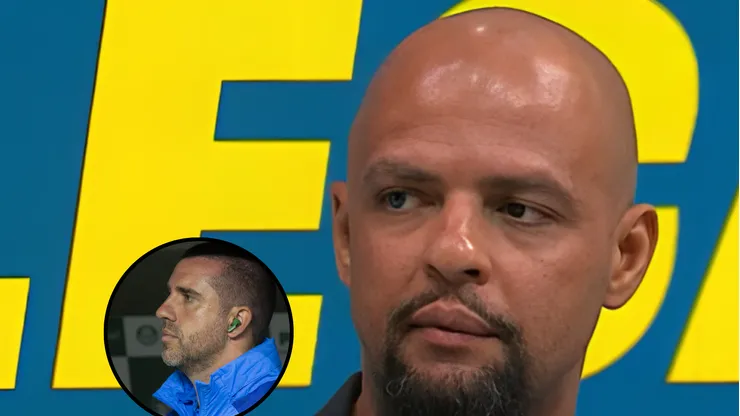 Felipe Melo ao lado de João Martins em montagem. Fotos: Anderson Romão/AGIF e Reprodução/YouTube GE TV.
