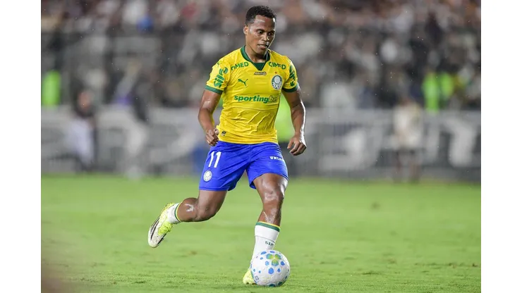 Jhon Arias (Palmeiras) durante jogo contra o Vasco, no dia 12.03.2026. Foto: Thiago Ribeiro / Alamy