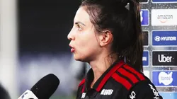 Djeni em entrevista no intervalo - Foto: Beatriz Palmieri