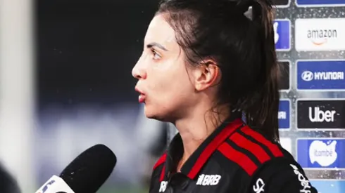 Djeni em entrevista no intervalo - Foto: Beatriz Palmieri