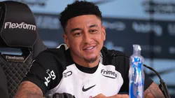 Jesse Lingard com a imprensa durante sua apresentação pelo corinthians. Foto: Ettore Chiereguini/AGIF