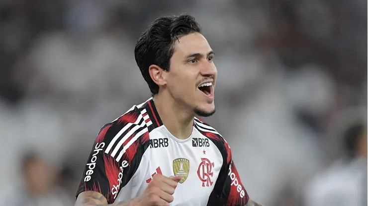 Pedro jogador do Flamengo comemora seu gol durante partida contra o Botafogo no estadio Engenhao pelo campeonato Brasileiro A 2026. Foto: Thiago Ribeiro/AGIF