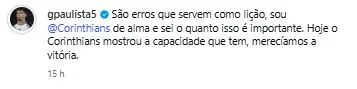 Publicação de Gabriel Paulista. Foto: Reprodução/Instagram oficial Gabriel Paulista