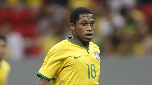 Fred durante jogo da Seleção Brasileira em amistoso.