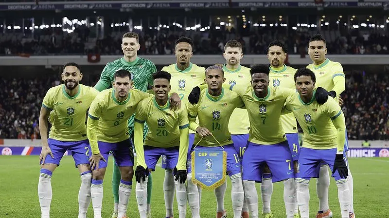 Seleção Brasileira antes da partida contra a Tunísia. Foto: Rafael Ribeiro/CBF
