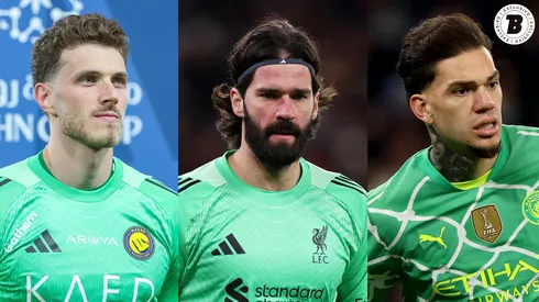 Bento x Alisson x Ederson. Fotos: Abdullah Ahmed/Getty Images - Lewis Storey/Getty Images - Carl Recine/Getty Images
