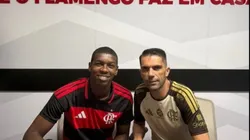 Daniel Thuram, zagueiro do Sub-17 do Flamengo assinando contrato profissional (Foto: Reproução/Flamengo)