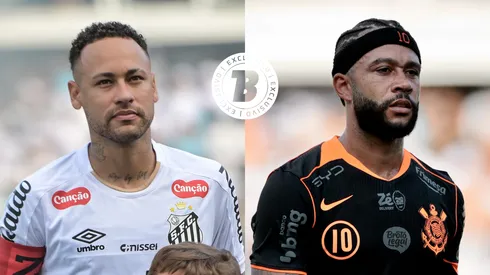 Neymar x Memphis. Fotos: Jota Erre/AGIF - Marcello Zambrana/AGIF