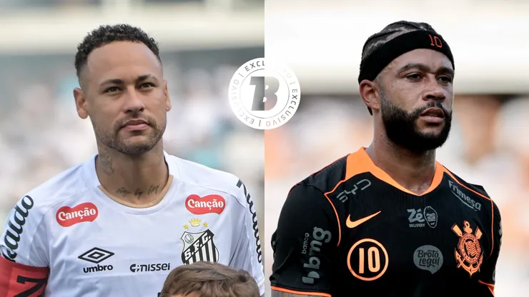 Neymar x Memphis. Fotos: Jota Erre/AGIF - Marcello Zambrana/AGIF
